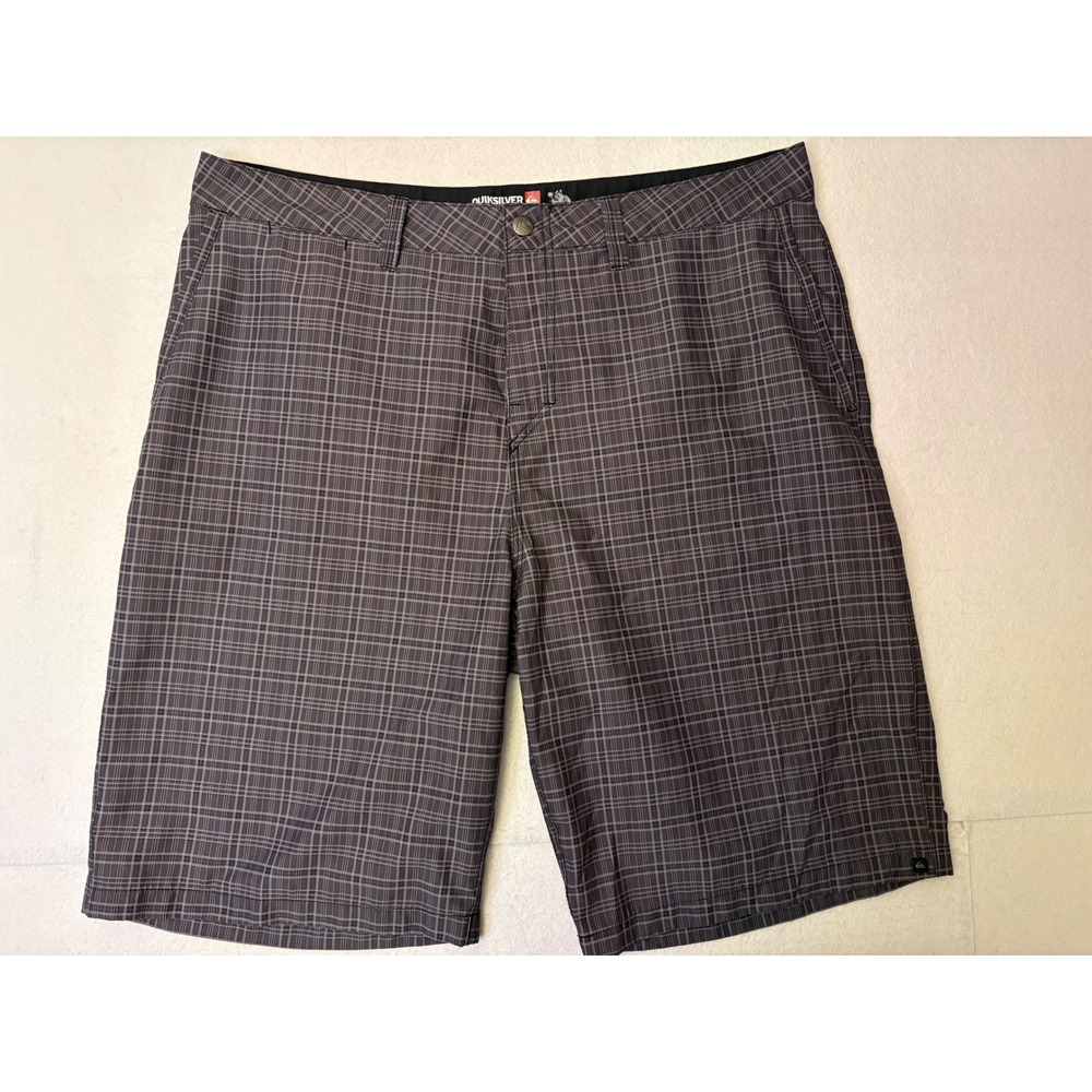 Quiksilver Amphibians Hybrid Shorts Mens 38 Grey Plaid Boardshorts Surf Walk